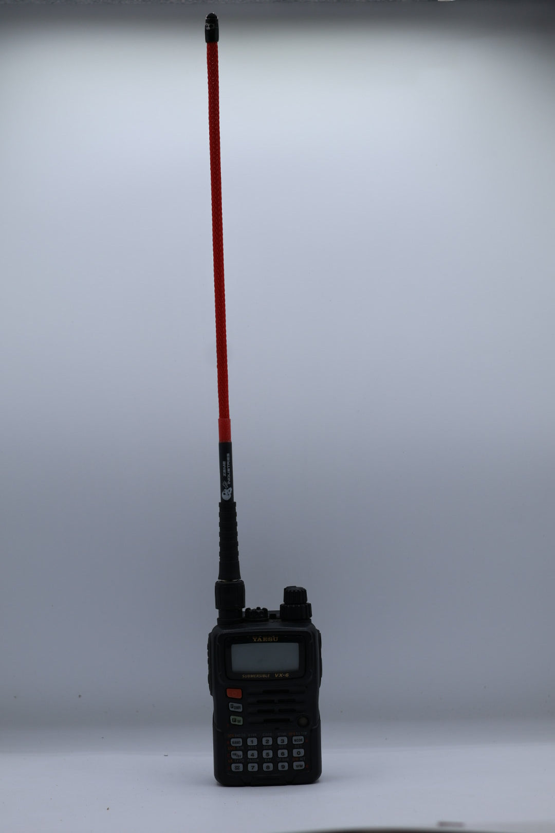 Foul Weather Whip V2 1.25m/70cm dual band in Red on a Yaesu VX-6