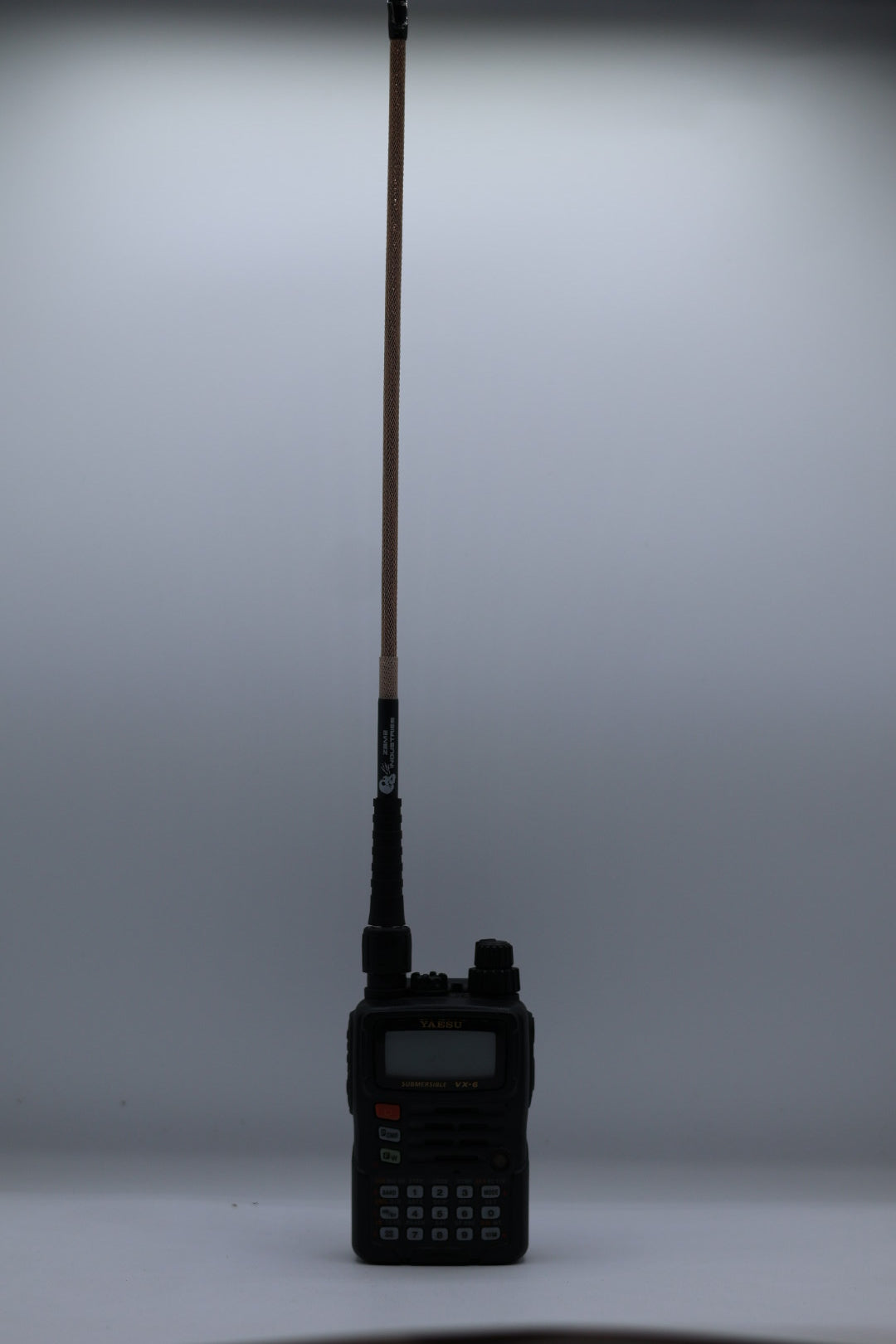 Foul Weather Whip V2 1.25m/70cm dual band in Beige on a Yaesu VX-6